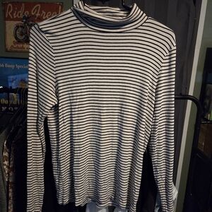 American Eagle Outfitters Black and White Striped Turtleneck